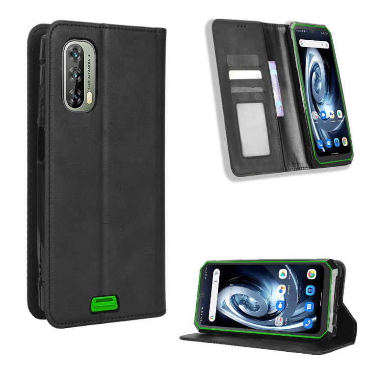 For Blackview BV7100 Magnetic Buckle Retro Texture Leather Phone Case(Black) - More Brand by buy2fix | Online Shopping UK | buy2fix