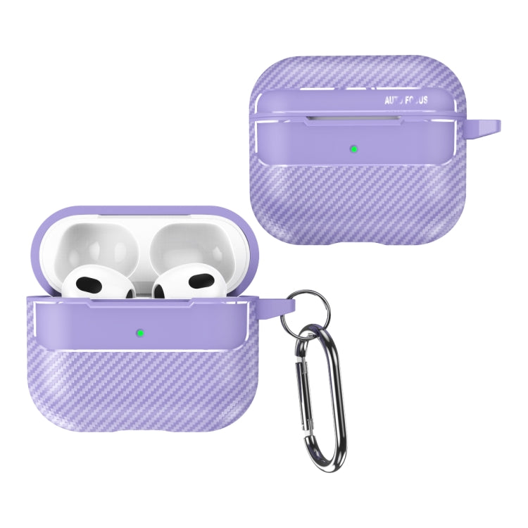 For AirPods 3 Carbon Fiber Texture Anti-fall Earphone Protective Case(Purple) - For AirPods 3 by buy2fix | Online Shopping UK | buy2fix