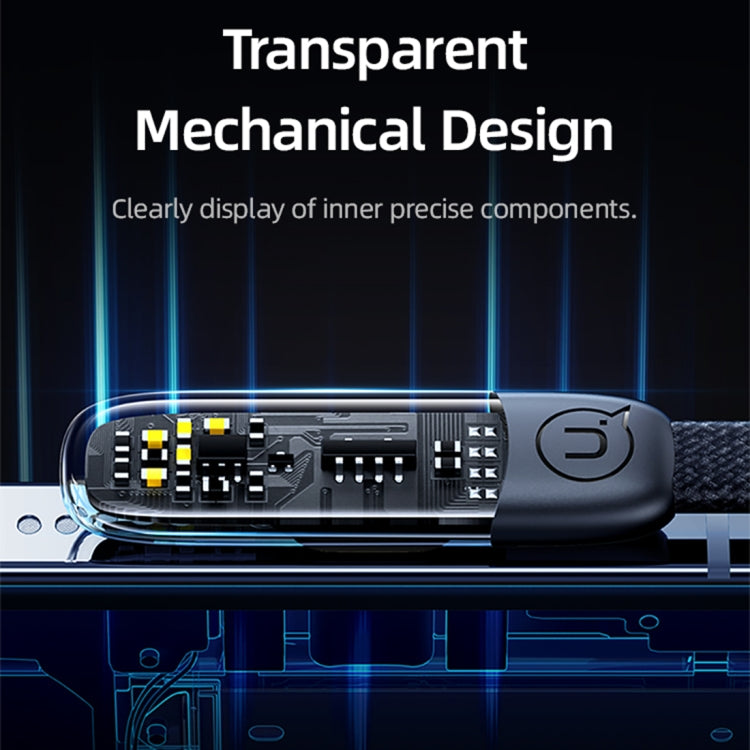 USAMS US-SJ583 PD 20W Iceflake Series Type-C to 8 Pin Right Angle Transparent Fast Charge Data Cable, Cable Length:1.2m(Black) - 2 in 1 Cable by USAMS | Online Shopping UK | buy2fix