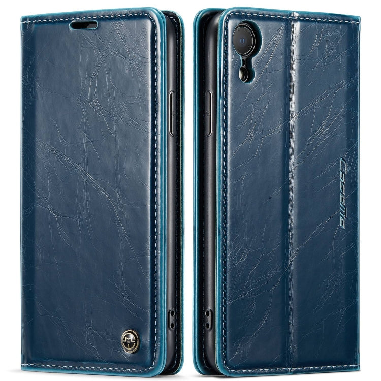 For iPhone XR CaseMe 003 Crazy Horse Texture Leather Phone Case(Blue) - More iPhone Cases by CaseMe | Online Shopping UK | buy2fix