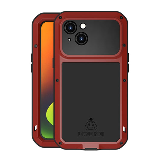 For iPhone 14 LOVE MEI Metal Shockproof Life Waterproof Dustproof Phone Case(Red) - iPhone 14 Cases by LOVE MEI | Online Shopping UK | buy2fix