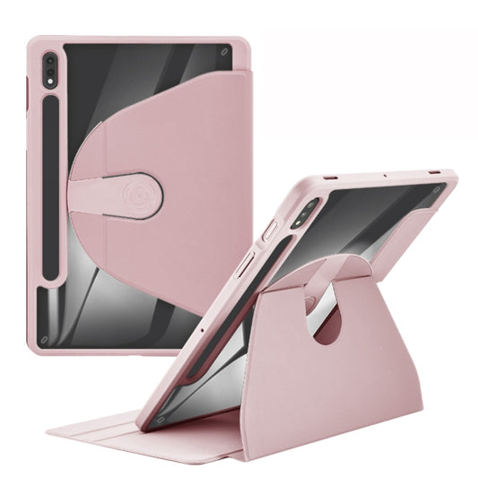 For Samsung Galaxy Tab S8+ / S7+ Acrylic 360 Degree Rotation Holder Tablet Leather Case(Baby Pink) - Galaxy Tab S8+ Cases by buy2fix | Online Shopping UK | buy2fix