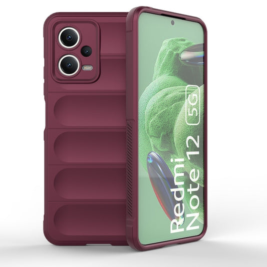 For Xiaomi Redmi Note 12 5G /  Note 12 5G India Magic Shield TPU + Flannel Phone Case(Wine Red) - Note 12 Cases by buy2fix | Online Shopping UK | buy2fix