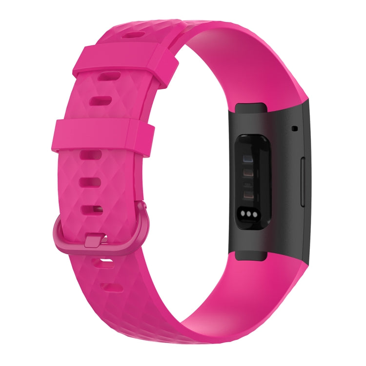 Color Buckle TPU Wrist Strap Watch Band for Fitbit Charge 4 / Charge 3 / Charge 3 SE, Size: S(Rose Red) - Watch Bands by buy2fix | Online Shopping UK | buy2fix
