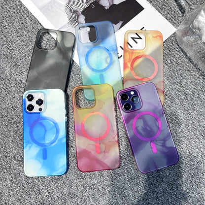 For iPhone 14 MagSafe Magnetic Watercolor TPU Phone Case(Black) - iPhone 14 Cases by buy2fix | Online Shopping UK | buy2fix