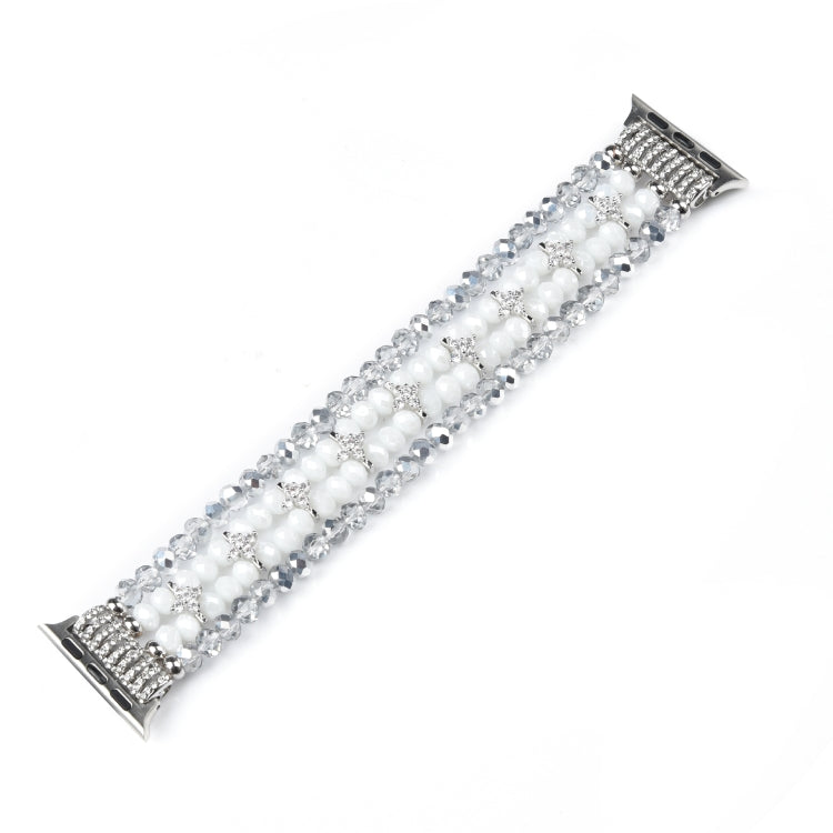 For Apple Watch 5 & 4 44mm / 3 & 2 & 1 42mm Pearl Crystal Watch Band(Crystal Porcelain White) - Watch Bands by buy2fix | Online Shopping UK | buy2fix