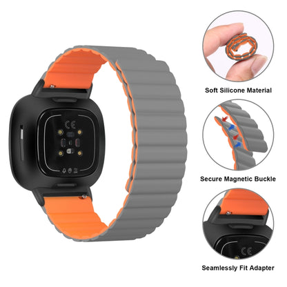 For Fitbit Versa 3 / Sense Universal Magnetic Silicone Watch Band(Black Orange) - Watch Bands by buy2fix | Online Shopping UK | buy2fix
