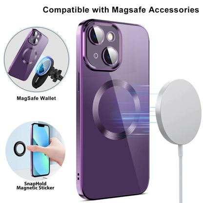 For iPhone 14 Plus Electroplating MagSafe TPU Phone Case with Lens Film(Black) - iPhone 14 Plus Cases by buy2fix | Online Shopping UK | buy2fix