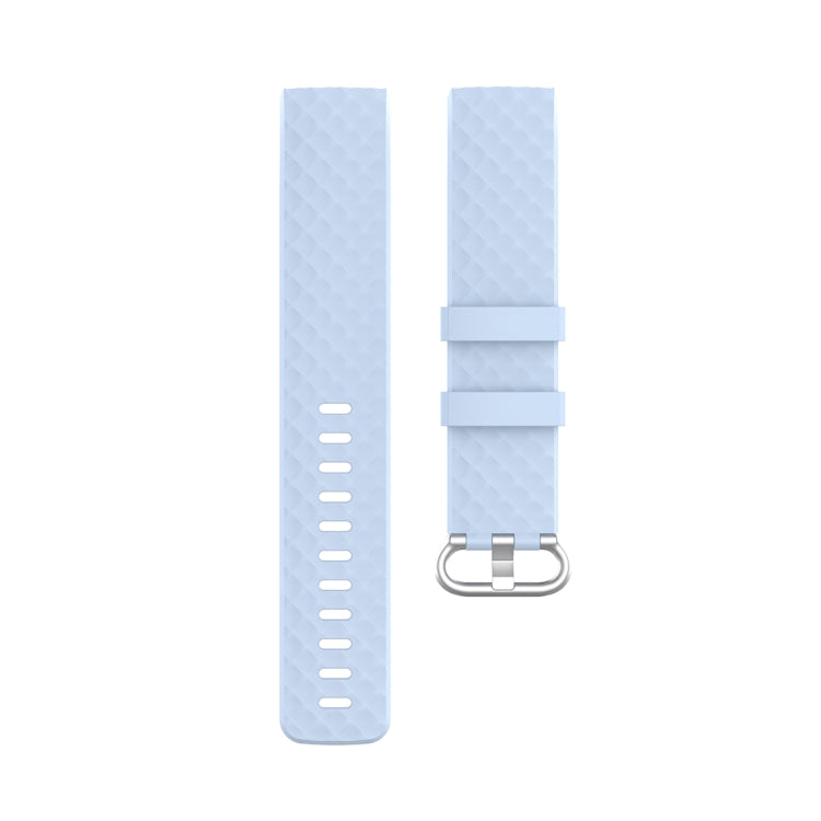 18mm Silver Color Buckle TPU Wrist Strap Watch Band for Fitbit Charge 4 / Charge 3 / Charge 3 SE, Size: S(Light Blue) - Watch Bands by buy2fix | Online Shopping UK | buy2fix