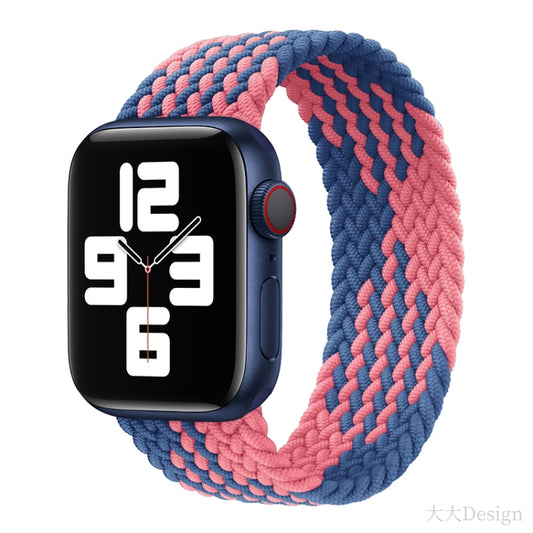 Nylon Single-turn Braided Watch Band For Apple Watch Ultra 49mm&Watch Ultra 2 49mm / Series 9&8&7 45mm / SE 3&SE 2&6&SE&5&4 44mm / 3&2&1 42mm, Length:145mm(W Blue Pink) - Watch Bands by buy2fix | Online Shopping UK | buy2fix