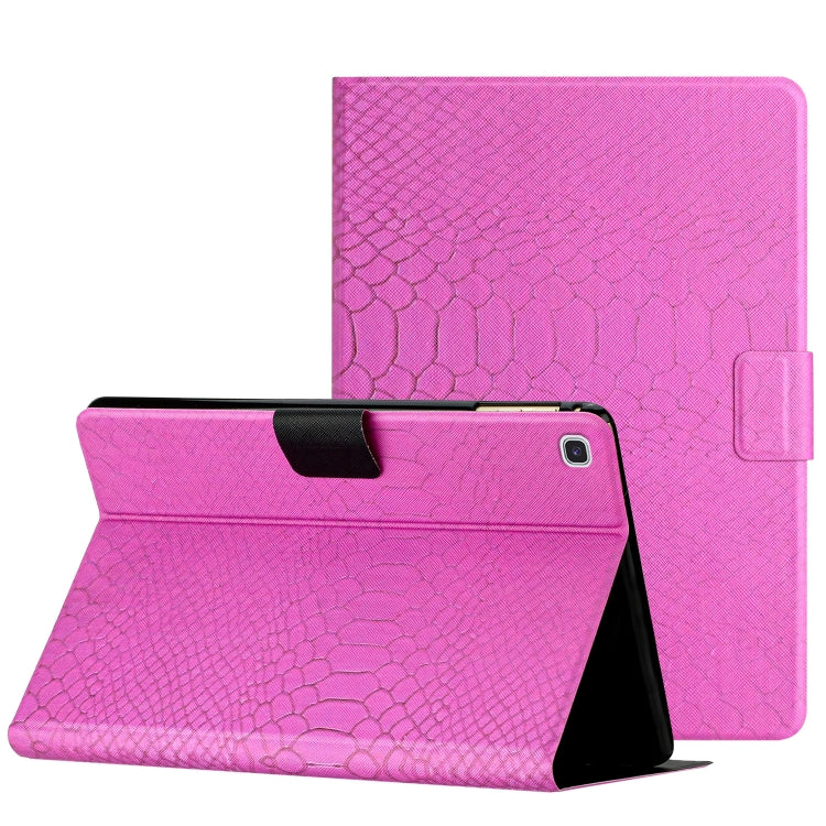 For Samsung Galaxy Tab S6 Lite Solid Color Crocodile Texture Leather Smart Tablet Case(Rose Red) - Tab S6 Lite P610 / P615 by buy2fix | Online Shopping UK | buy2fix