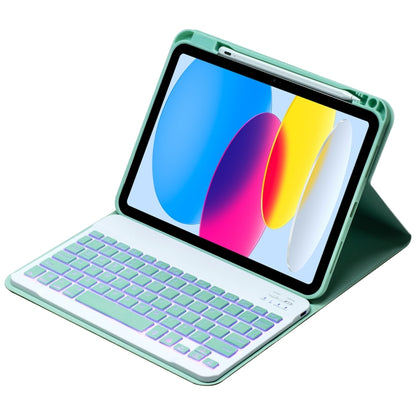 For iPad 10th Gen 10.9 2022 SA-10DS Backlight Bluetooth Keyboard Leather Tablet Case with Pen Slot(Light Green) - Universal by buy2fix | Online Shopping UK | buy2fix