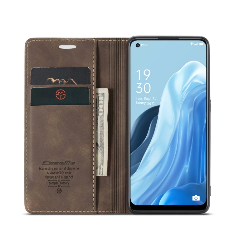 For OPPO Reno7 4G Indonesia/F21 Pro 4G/Reno8 4G CaseMe 013 Multifunctional Horizontal Flip Leather Phone Case(Coffee) - OPPO Cases by CaseMe | Online Shopping UK | buy2fix