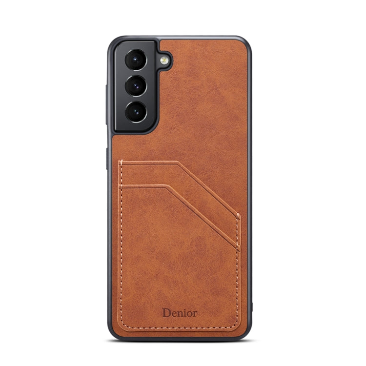 For Samsung Galaxy S23 5G Denior PU Dual Card Slot Phone Case(Brown) - Galaxy S23 5G Cases by Denior | Online Shopping UK | buy2fix