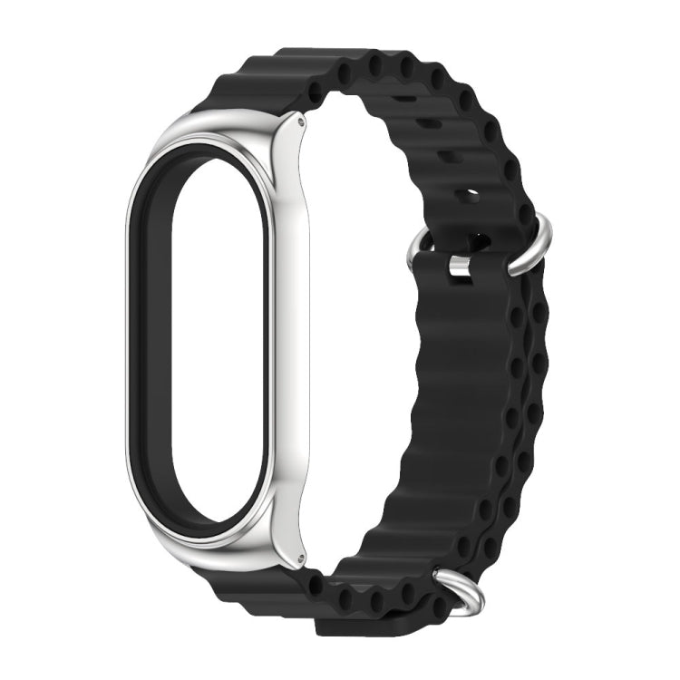 For Xiaomi Mi Band 7 / 7 NFC MIJOBS CS Marine Silicone Breathable Watch Band(Black Silver) - Watch Bands by MIJOBS | Online Shopping UK | buy2fix