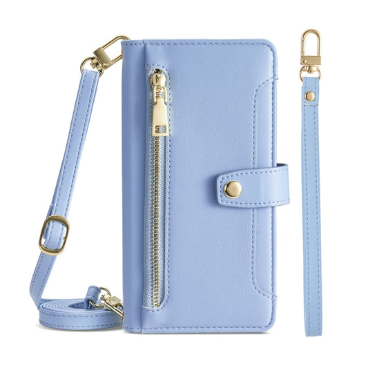 For Ulefone Note 12P Sheep Texture Cross-body Zipper Wallet Leather Phone Case(Blue) - Ulefone Cases by buy2fix | Online Shopping UK | buy2fix