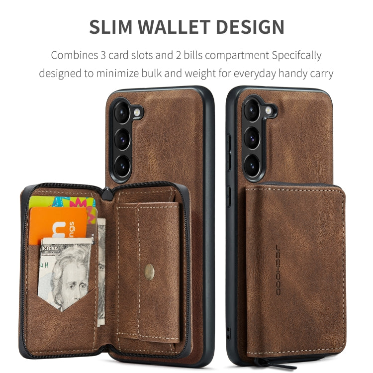 For Samsung Galaxy S24+ 5G JEEHOOD Magnetic Zipper Horizontal Flip Leather Phone Case(Brown) - Galaxy S24+ 5G Cases by JEEHOOD | Online Shopping UK | buy2fix