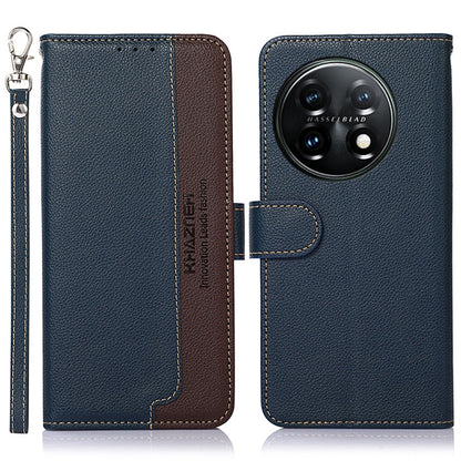 For OnePlus 11 KHAZNEH Litchi Texture Leather RFID Phone Case(Blue) - OnePlus Cases by buy2fix | Online Shopping UK | buy2fix