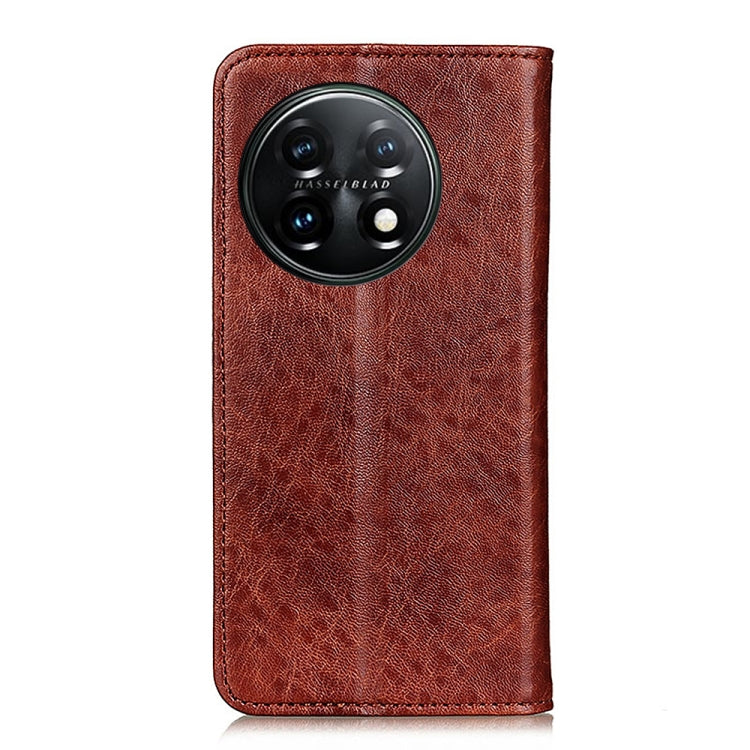 For OnePlus 11 5G Magnetic Crazy Horse Texture Leather Phone Case(Brown) - OnePlus Cases by buy2fix | Online Shopping UK | buy2fix