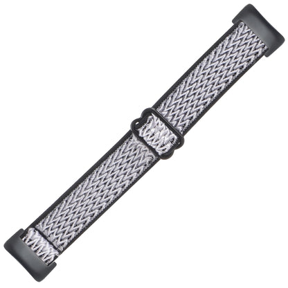 For Fitbit Charge 5 Buckle Wave Braided Nylon Watch Band(White Black) - Watch Bands by buy2fix | Online Shopping UK | buy2fix