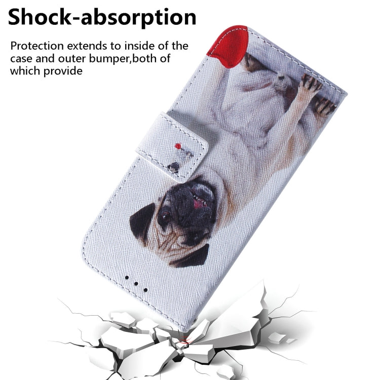 For OnePlus 11 Coloured Drawing Flip Leather Phone Case(Pug) - OnePlus Cases by buy2fix | Online Shopping UK | buy2fix