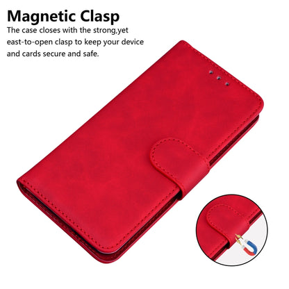 For OnePlus 11 Skin Feel Pure Color Flip Leather Phone Case(Red) - OnePlus Cases by buy2fix | Online Shopping UK | buy2fix