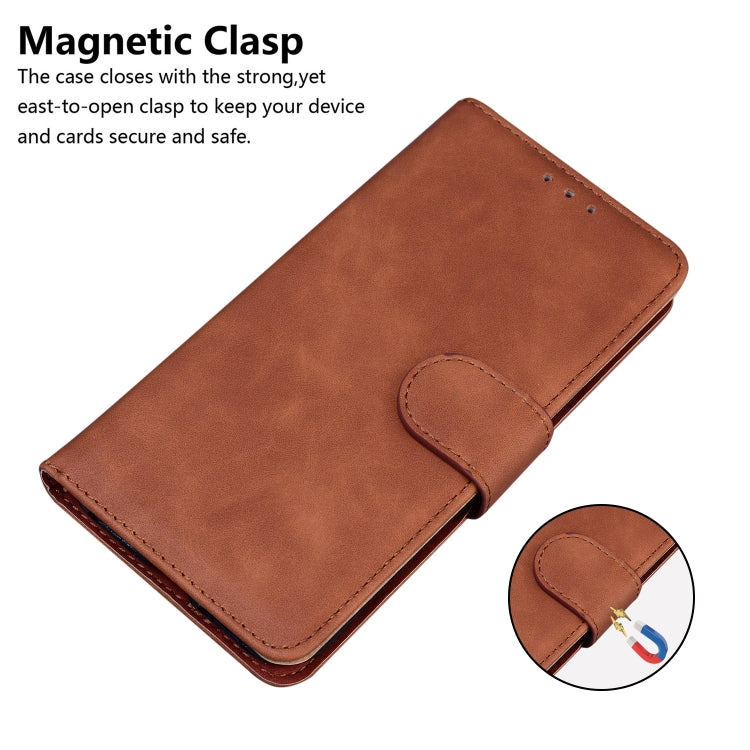 For OnePlus 11 Skin Feel Pure Color Flip Leather Phone Case(Brown) - OnePlus Cases by buy2fix | Online Shopping UK | buy2fix