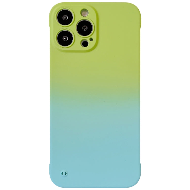 For iPhone 14 Frameless Skin Feel Gradient Phone Case(Green + Light Blue) - iPhone 14 Cases by buy2fix | Online Shopping UK | buy2fix