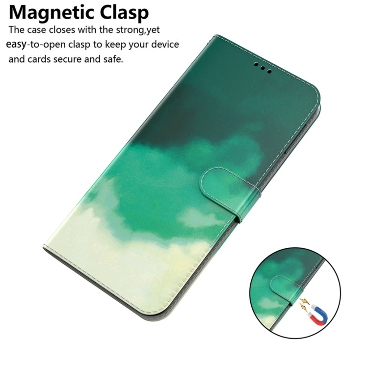 For OnePlus 11 Watercolor Pattern Flip Leather Phone Case(Cyan Green) - OnePlus Cases by buy2fix | Online Shopping UK | buy2fix