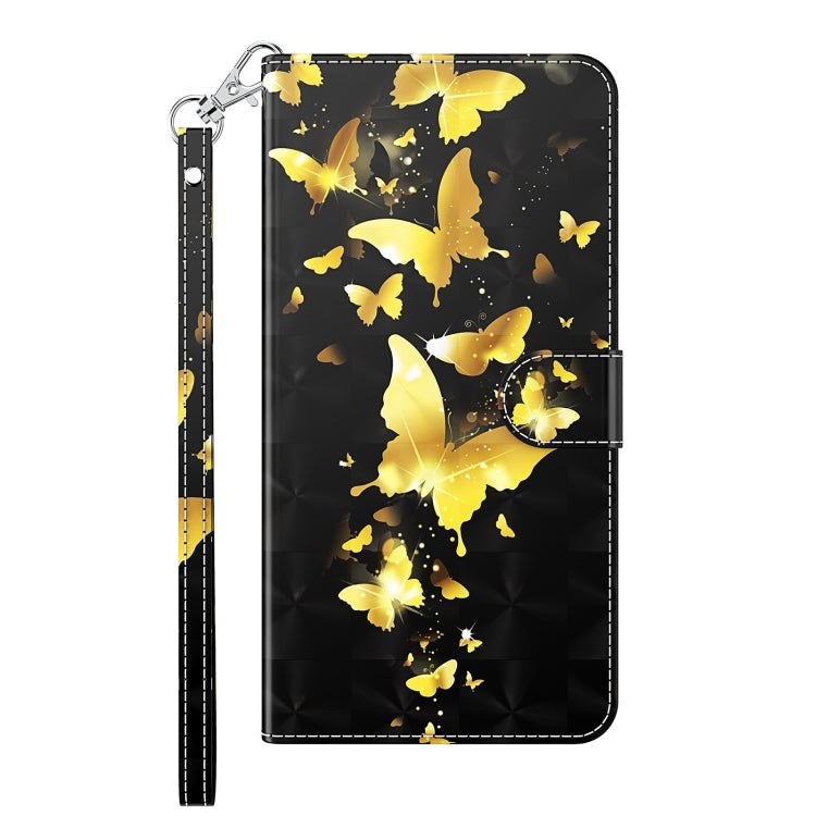 For OnePlus 11 3D Painting Pattern TPU + PU Leather Phone Case(Gold Butterfly) - OnePlus Cases by buy2fix | Online Shopping UK | buy2fix