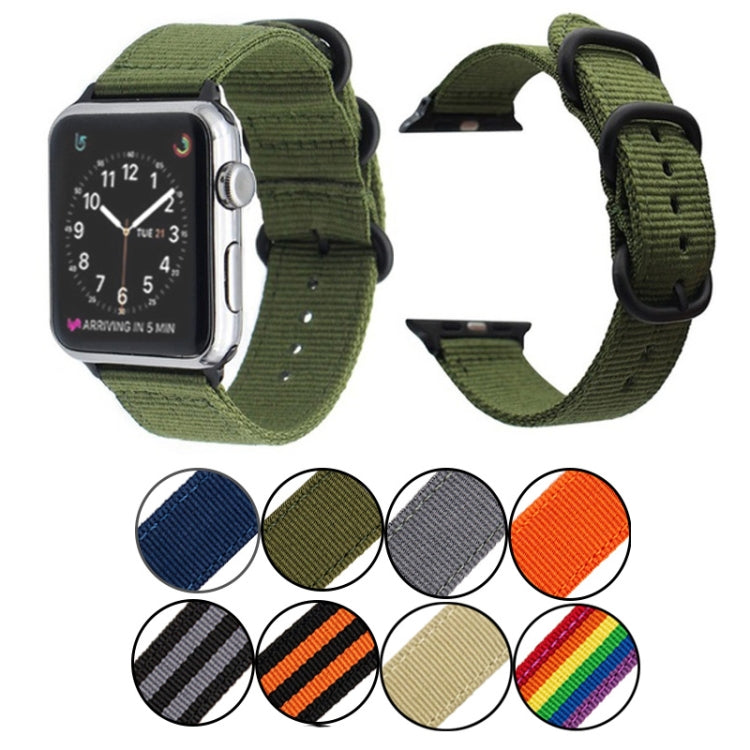 Black Buckle Canvas Watch Band For Apple Watch Ultra 49mm&Watch Ultra 2 49mm / Series 9&8&7 45mm / SE 3&SE 2&6&SE&5&4 44mm / 3&2&1 42mm(Rainbow) - Watch Bands by buy2fix | Online Shopping UK | buy2fix