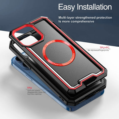 For iPhone 14 Pro Max Armour Two-color MagSafe Magnetic TPU + PC Phone Case(Black + Red) - iPhone 14 Pro Max Cases by buy2fix | Online Shopping UK | buy2fix