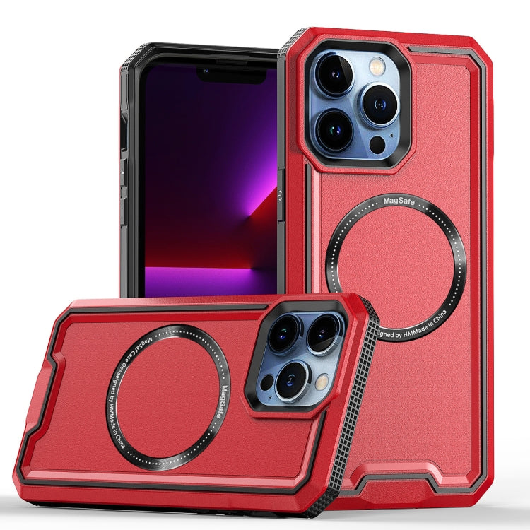 For iPhone 14 / 13 Armour Two-color MagSafe Magnetic TPU + PC Phone Case(Red) - iPhone 14 Cases by buy2fix | Online Shopping UK | buy2fix