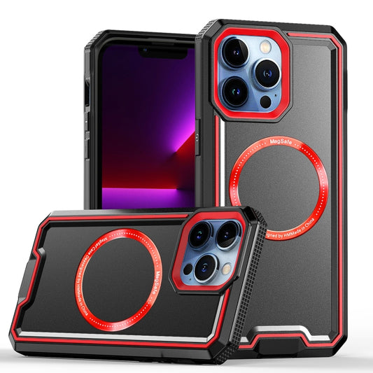 For iPhone 12 Pro Max Armour Two-color MagSafe Magnetic TPU + PC Phone Case(Black + Red) - iPhone 12 Pro Max Cases by buy2fix | Online Shopping UK | buy2fix