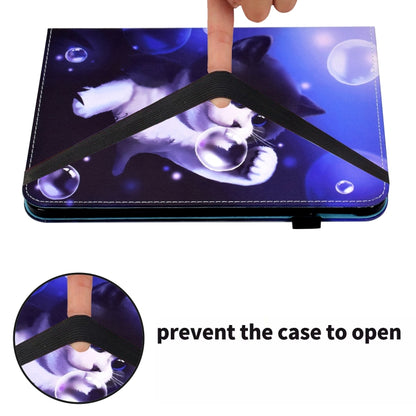 For Samsung Galaxy Tab S6 Lite P610 Colored Drawing Stitching Elastic Band Leather Smart Tablet Case(Bubble Cat) - Tab S6 Lite P610 / P615 by buy2fix | Online Shopping UK | buy2fix