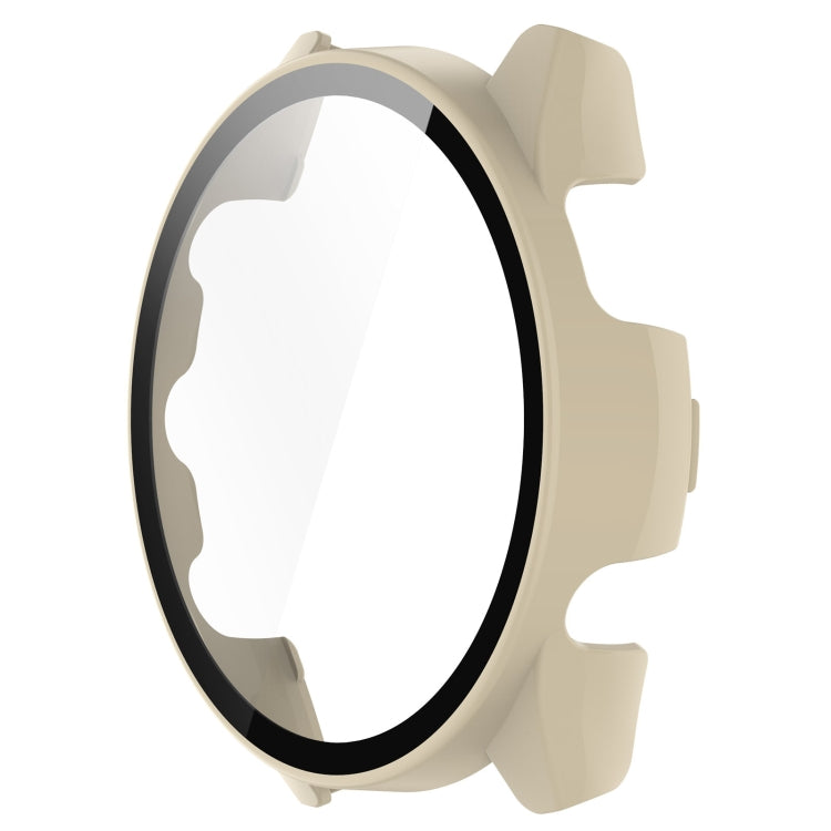 For Garmin Forerunner 265S PC + Tempered Glass Film Integrated Watch Protective Case(Ivory White) - Watch Cases by buy2fix | Online Shopping UK | buy2fix