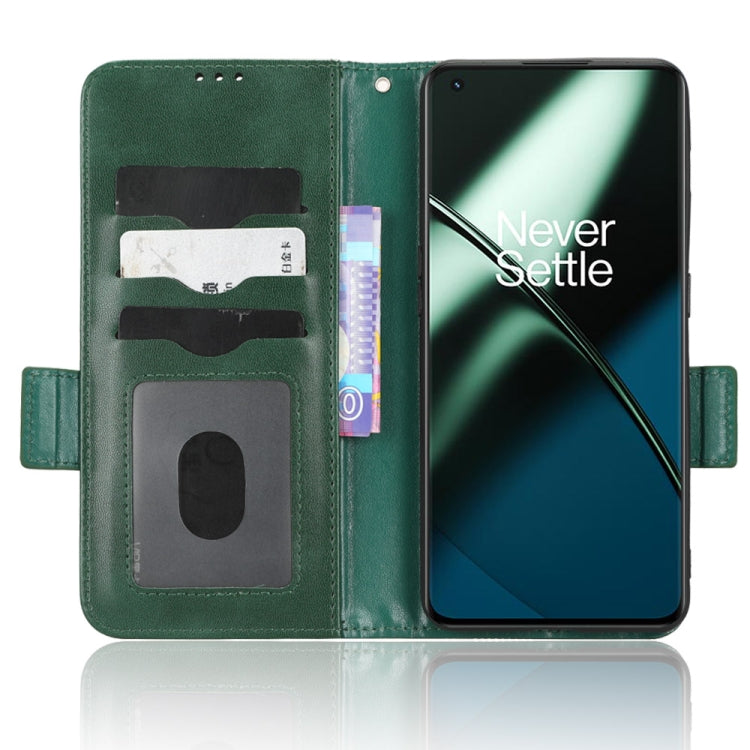 For OnePlus 11 5G Symmetrical Triangle Leather Phone Case(Green) - OnePlus Cases by buy2fix | Online Shopping UK | buy2fix