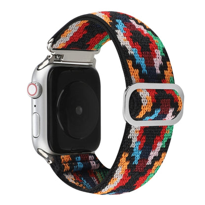 For Apple Watch Ultra 49mm&Watch Ultra 2 49mm / Series 9&8&7 45mm / SE 3&SE 2&6&SE&5&4 44mm / 3&2&1 42mm Buckle Elastic Nylon Watch Band(Colorful Rhombus) - Watch Bands by buy2fix | Online Shopping UK | buy2fix