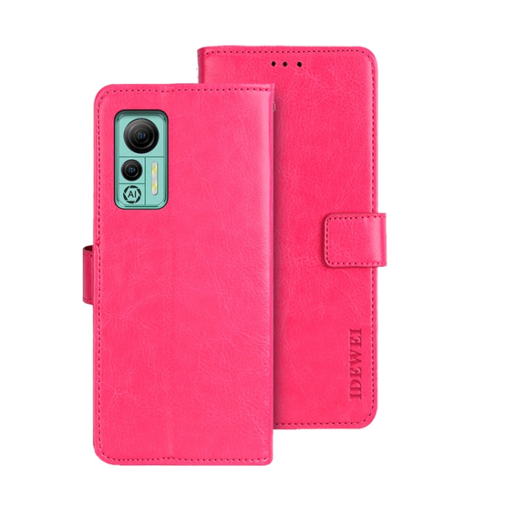 For Ulefone Note 14 idewei Crazy Horse Texture Leather Phone Case with Holder(Rose Red) - Ulefone Cases by idewei | Online Shopping UK | buy2fix