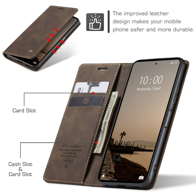 For Xiaomi Redmi Note 12 4G Global CaseMe 013 Multifunctional Horizontal Flip Leather Phone Case(Coffee) - Xiaomi Cases by CaseMe | Online Shopping UK | buy2fix