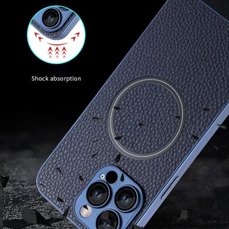 For iPhone 13 Skin Feel Litchi Texture MagSafe Magnetic Phone Case(Brown) - iPhone 13 Cases by buy2fix | Online Shopping UK | buy2fix