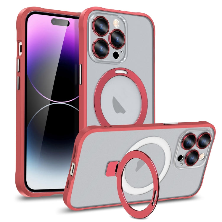 For iPhone 11 Pro Max Metal Eyes Series MagSafe Magnetic Holder Phone Case(Red) - iPhone 11 Pro Max Cases by buy2fix | Online Shopping UK | buy2fix