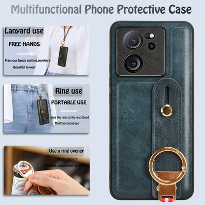 For Xiaomi 13T / 13T Pro / Redmi K60 Ultra Wristband Leather Back Phone Case(Blue) - Redmi K60 Ultra Cases by buy2fix | Online Shopping UK | buy2fix