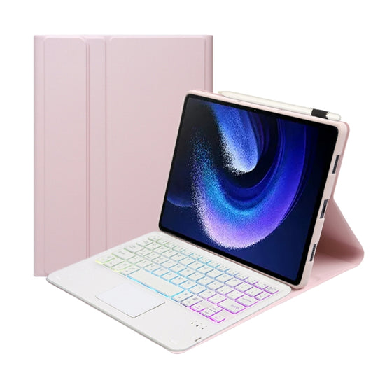 For Xiaomi Pad 6 / Pad 6 Pro A0N7-AS Lambskin Texture Ultra-thin Backlight Bluetooth Keyboard Leather Case with Touchpad(Pink) - Others Keyboard by buy2fix | Online Shopping UK | buy2fix