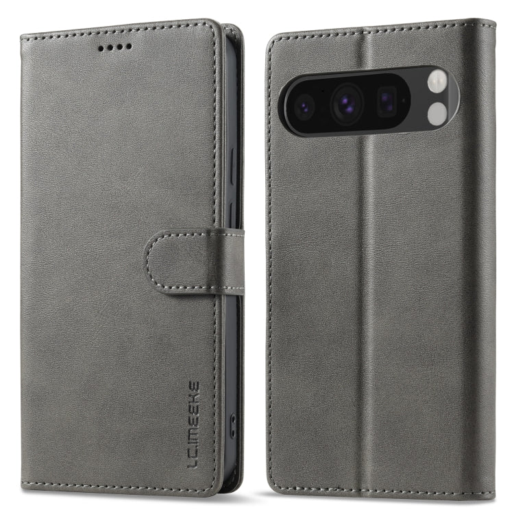 For Google Pixel 9 Pro XL LC.IMEEKE Calf Texture Flip Leather Phone Case(Grey) - Google Cases by LC.IMEEKE | Online Shopping UK | buy2fix