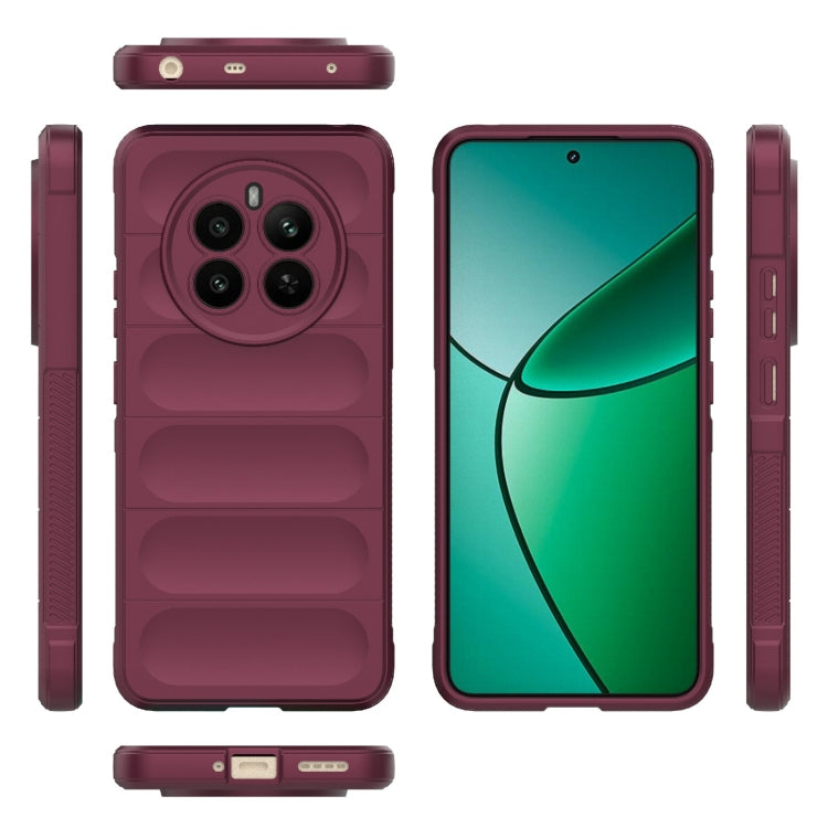 For Realme 12+ 5G Global Magic Shield TPU + Flannel Phone Case(Wine Red) - Realme Cases by buy2fix | Online Shopping UK | buy2fix