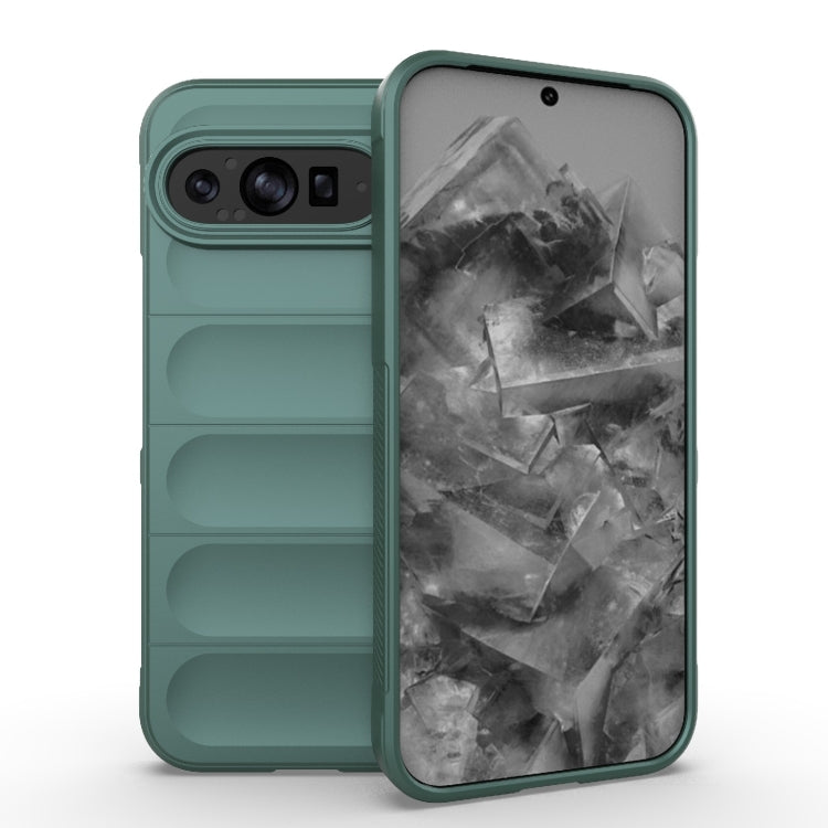 For Google Pixel 9 Pro XL 5G Magic Shield TPU + Flannel Phone Case(Dark Green) - Google Cases by buy2fix | Online Shopping UK | buy2fix