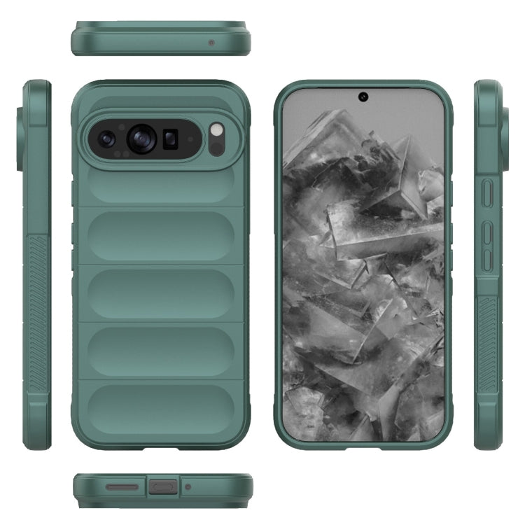 For Google Pixel 9 Pro XL 5G Magic Shield TPU + Flannel Phone Case(Dark Green) - Google Cases by buy2fix | Online Shopping UK | buy2fix