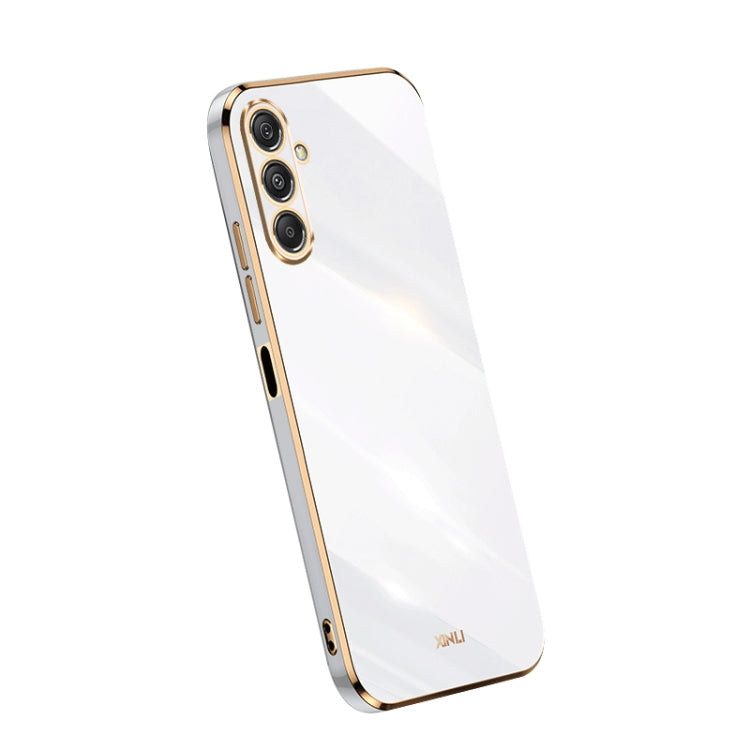 For Samsung Galaxy M34 5G XINLI Straight Edge 6D Electroplate TPU Phone Case(White) - Galaxy Phone Cases by XINLI | Online Shopping UK | buy2fix