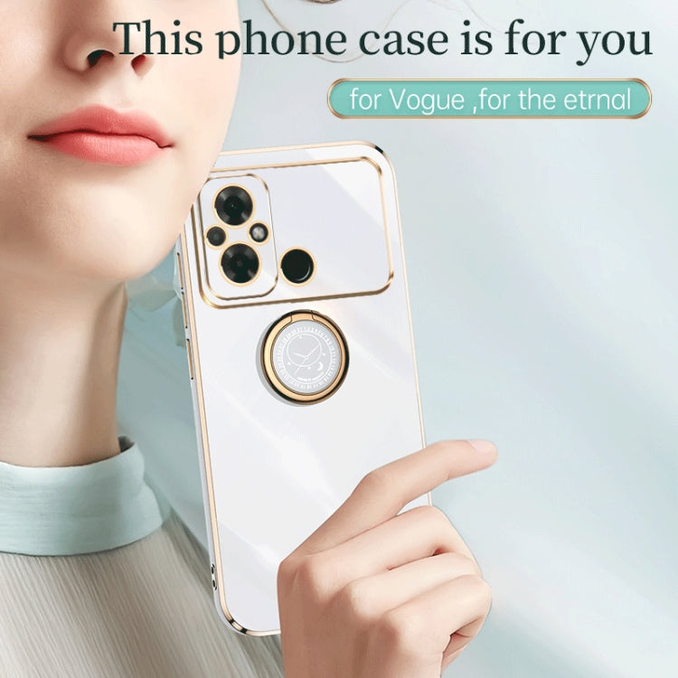 For Xiaomi Poco C55 4G XINLI Straight Edge 6D Electroplate TPU Phone Case with Ring Holder(Mint Green) - Xiaomi Cases by XINLI | Online Shopping UK | buy2fix